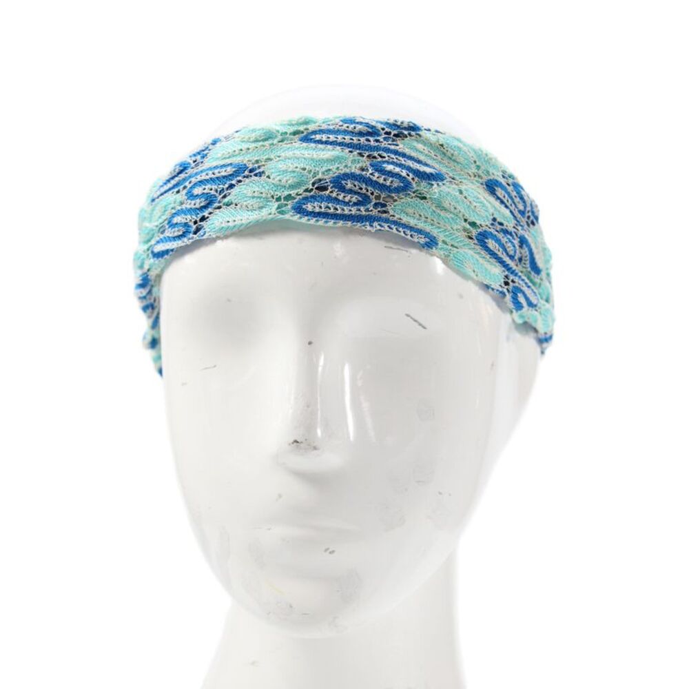 Missoni Womens Knit Geometric Print Stretchy Headband Dark Blue Baby Blue
